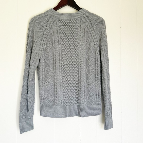 NWT J. CREW Cotton Cable Knit Crewneck Sweater Heather Boulder Gray XSmall - Picture 9 of 9